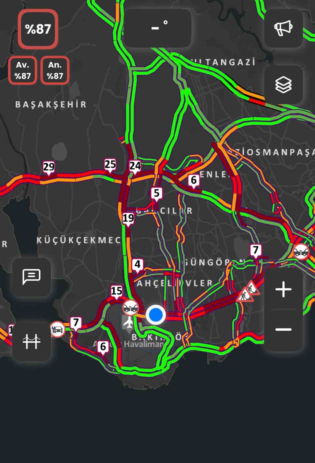 İstanbul’da iftar öncesi trafik yoğunluğu yüzde 87’e çıktı
