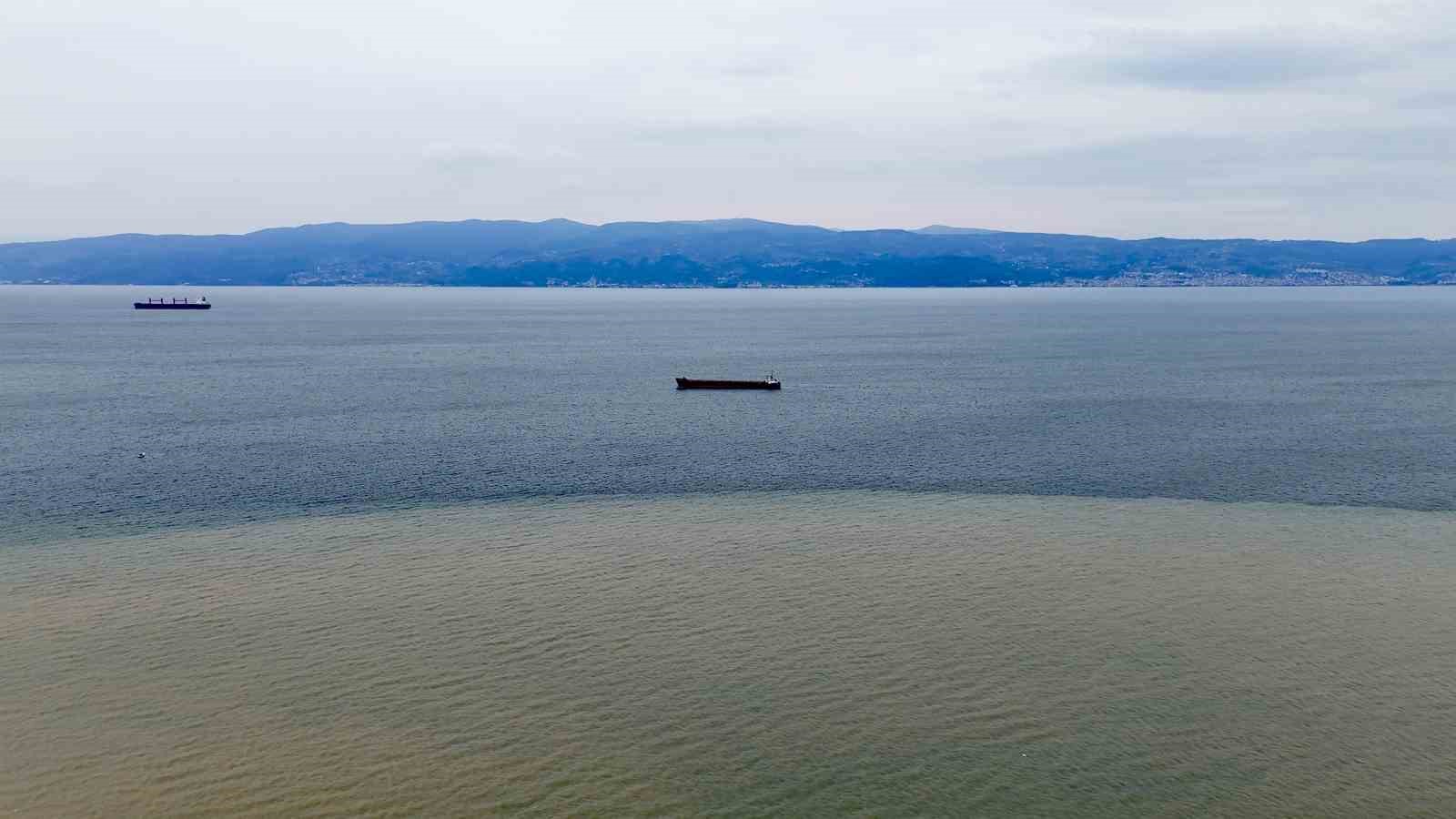 İzmit Körfezi iki renk oldu: Derenin taşıdığı çamur denizin rengini değiştirdi
