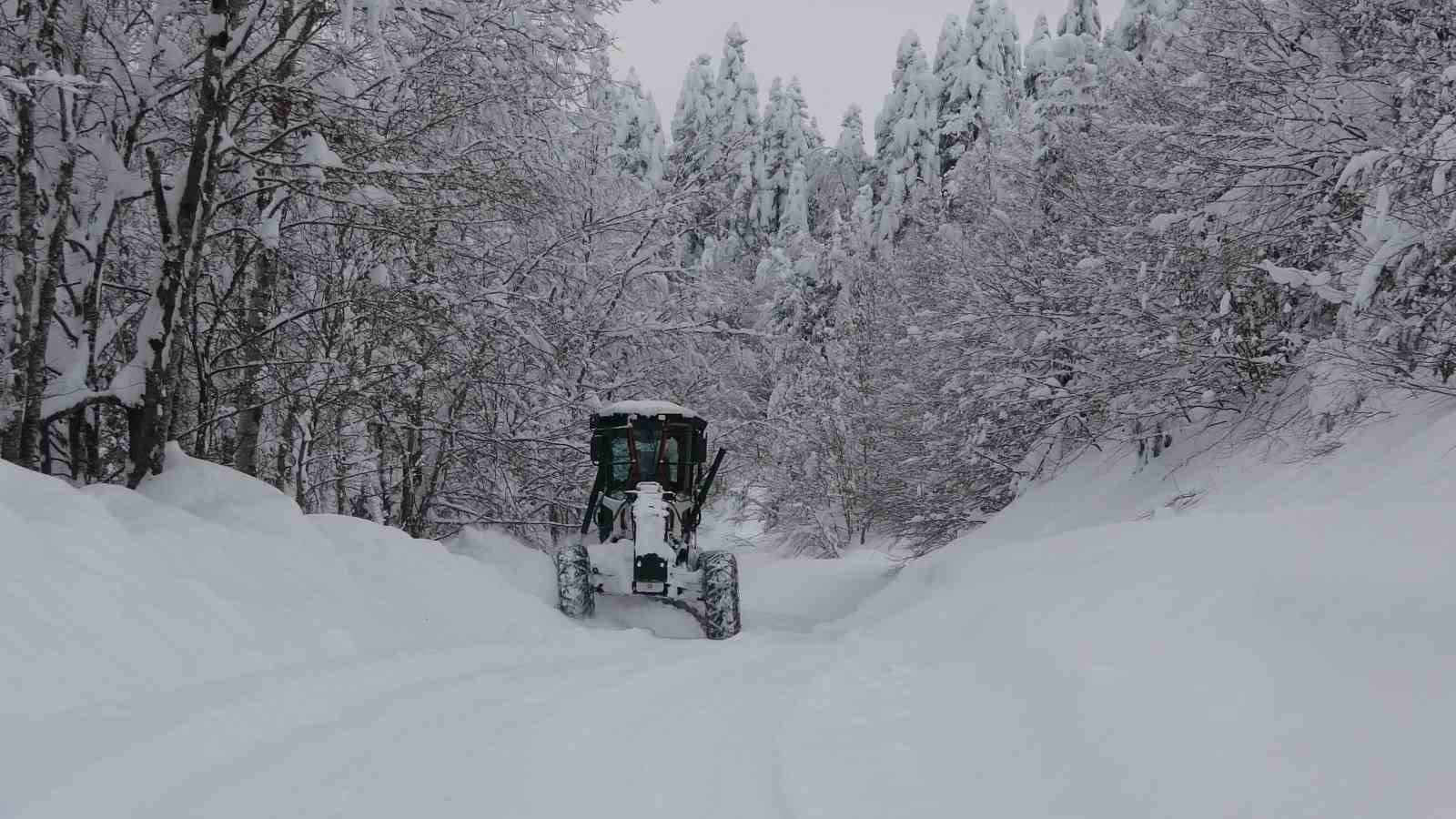 Kar altındaki köy yollarında "kar savaşçıları"ndan yoğun mesai
