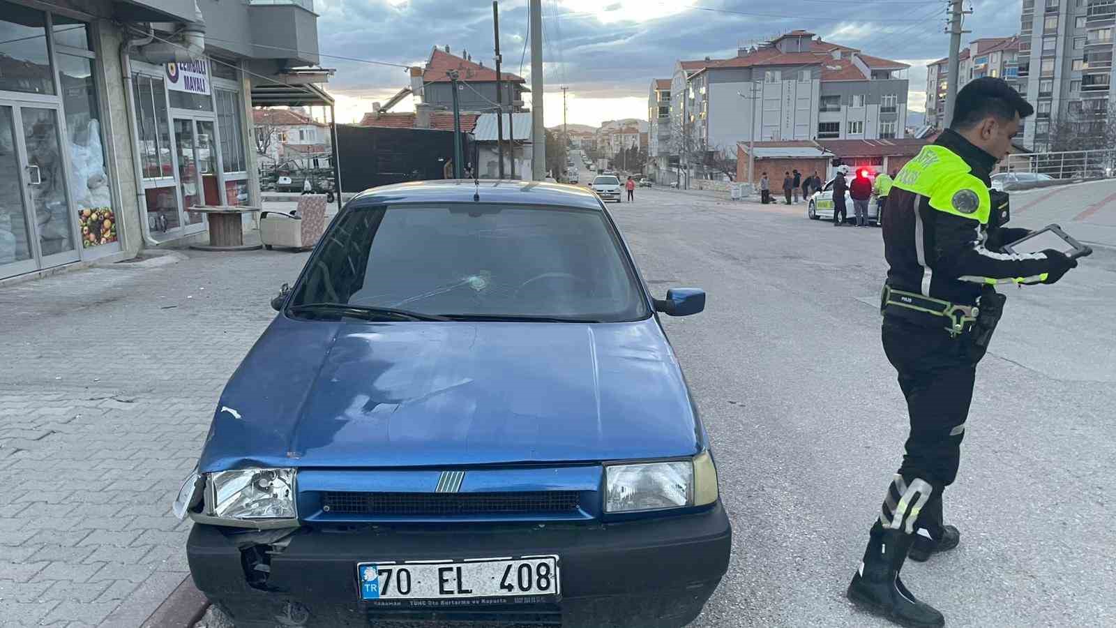 Karaman’da otomobille motosikletin karıştığı kaza ucuz atlatıldı
