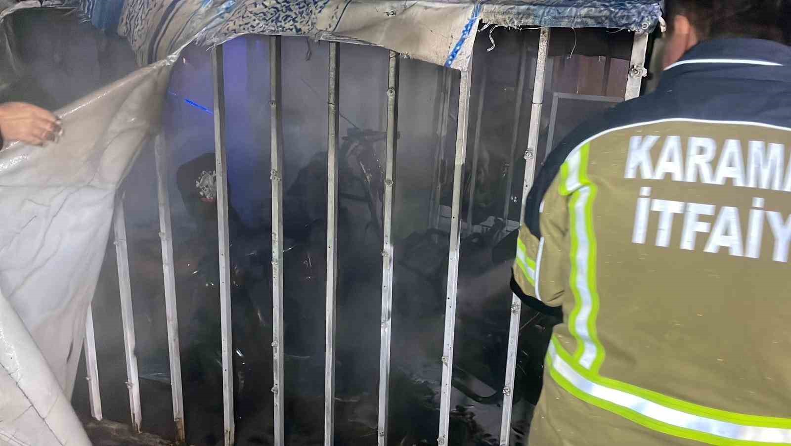 Karaman’da şarja bırakılan elektrikli bisikletler yandı
