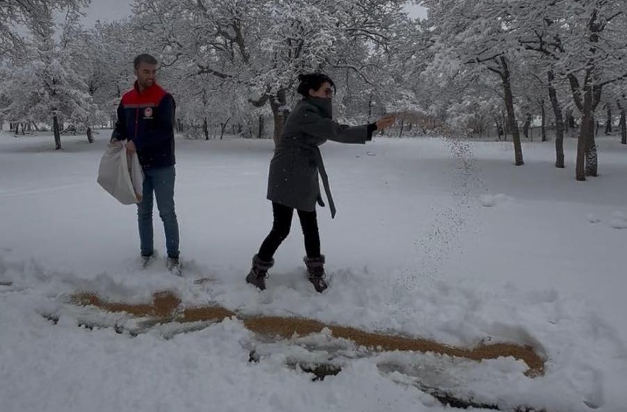 Karaman’da yaban hayvanları ve kuşlar için doğaya yem bırakıldı
