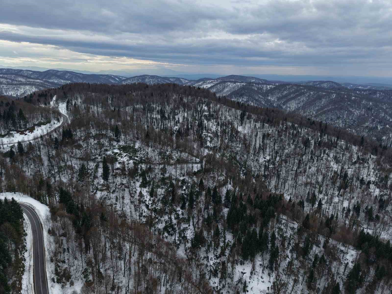 Karla kaplanan 900 rakımlı Çam Dağı, kartpostallık görüntüler sundu
