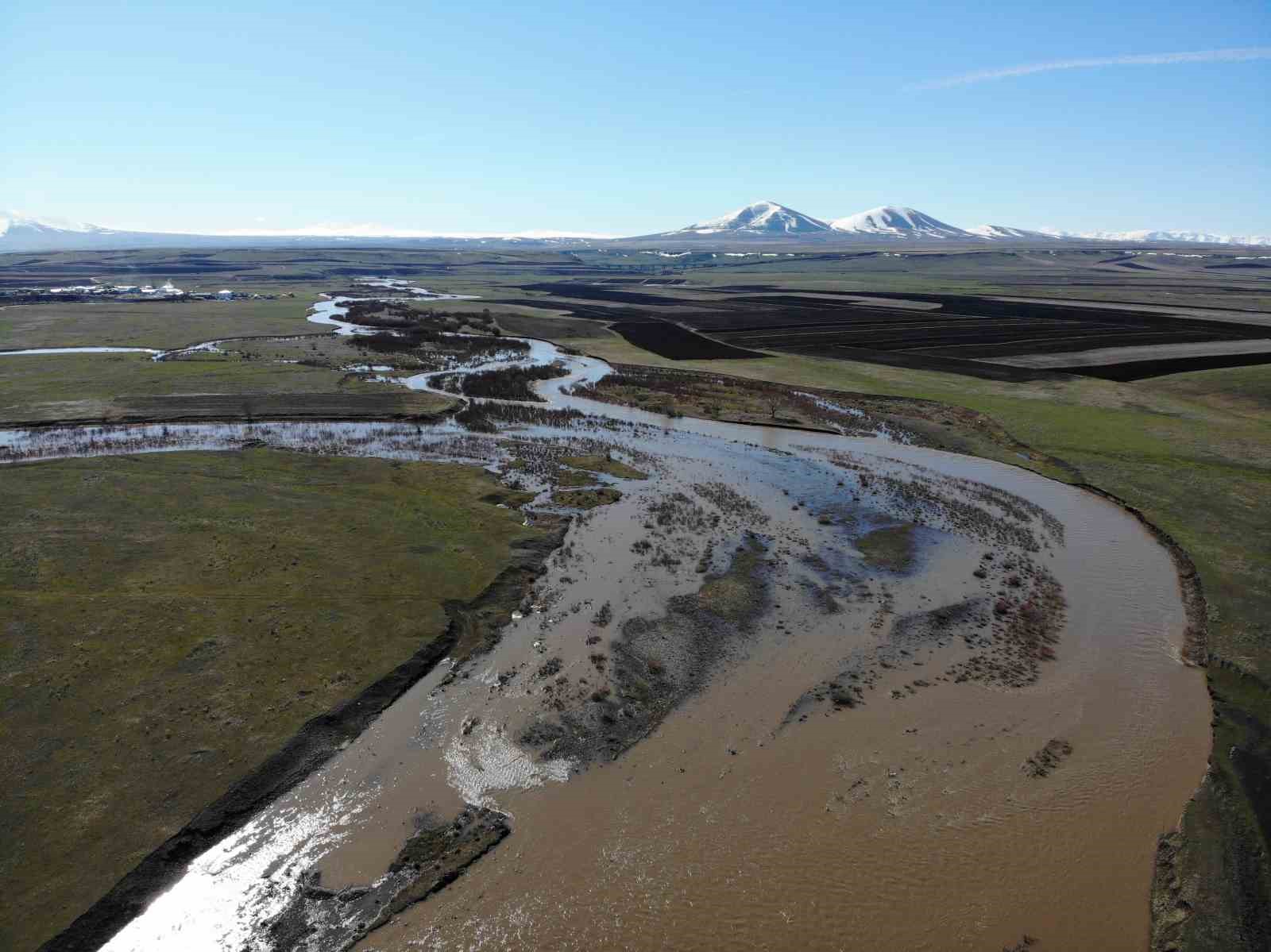 Kars Çayı taştı: Ağaçlar sular altında kaldı
