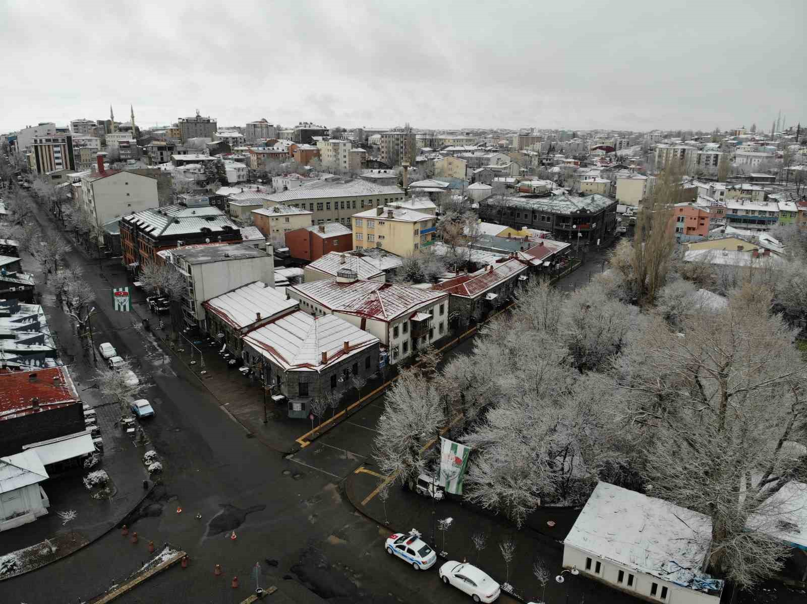 Kars’ta nisan ayında ağaçlar kırağı tuttu
