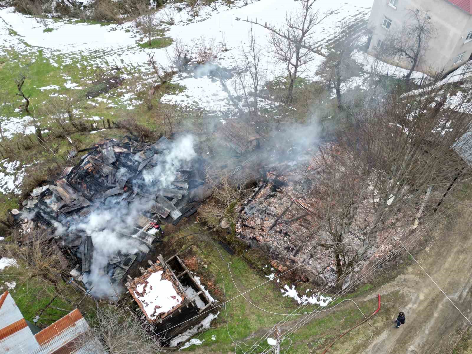 Kastamonu’da 2 ev ve bir ambar alev alev yandı
