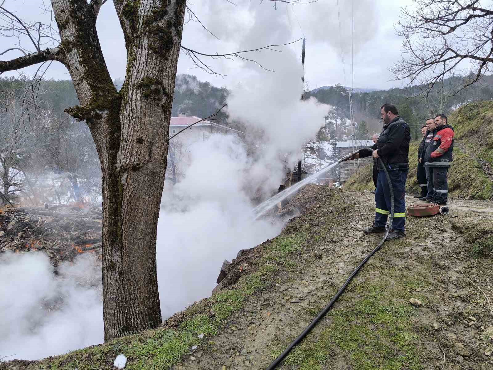 Kastamonu’da 2 ev ve bir ambar alev alev yandı
