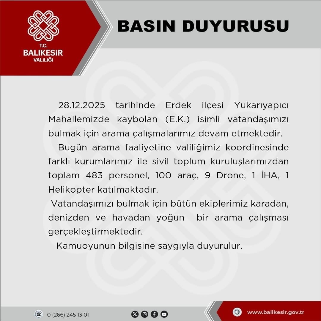 Kayıp Elif Kamal için Balıkesir Valiliğinden açıklama
