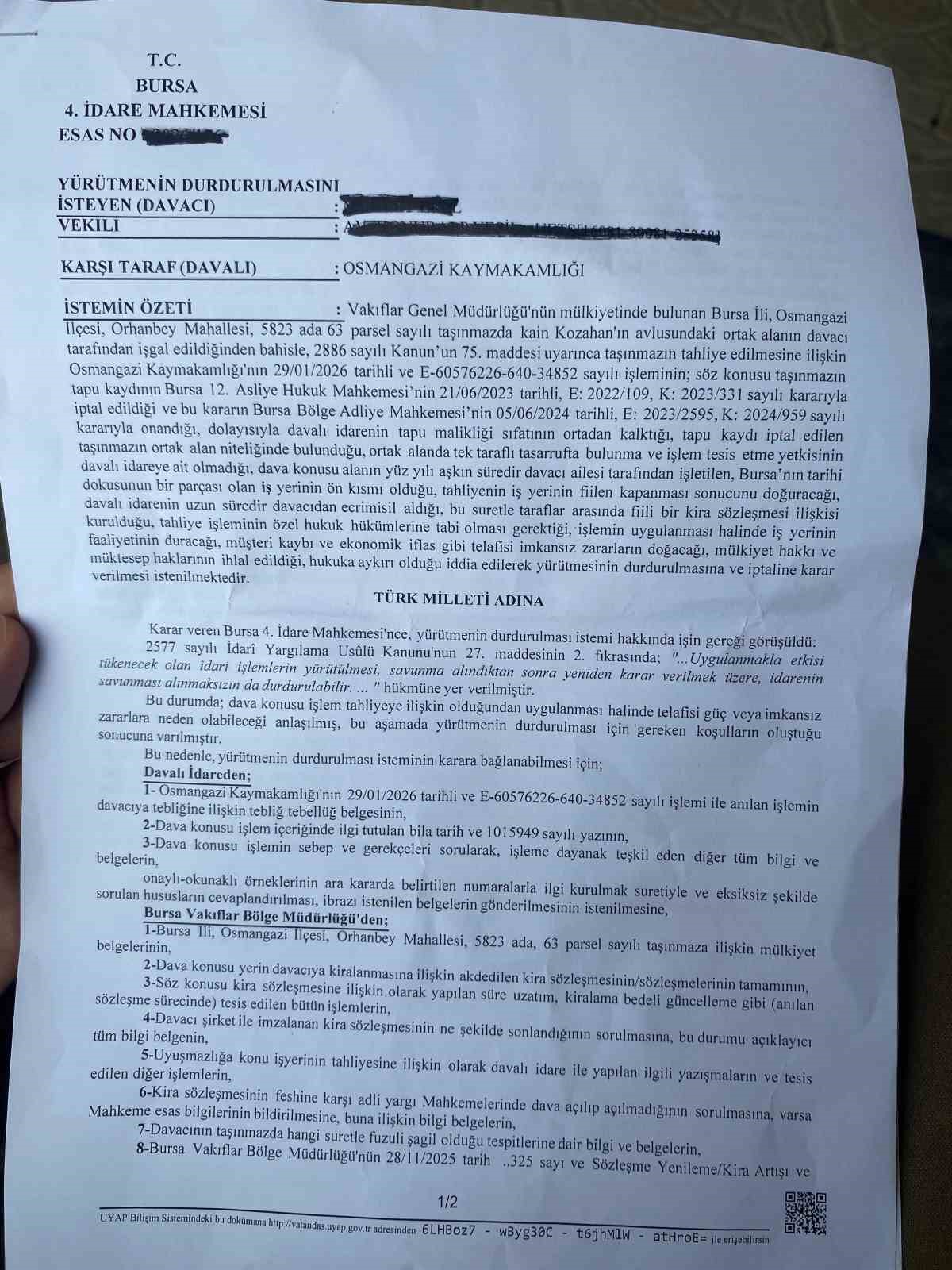 Koza Han’da kafelerin tahliye kararına yargı freni
Koza Han’da kafelerin tahliye kararına yargı freni
