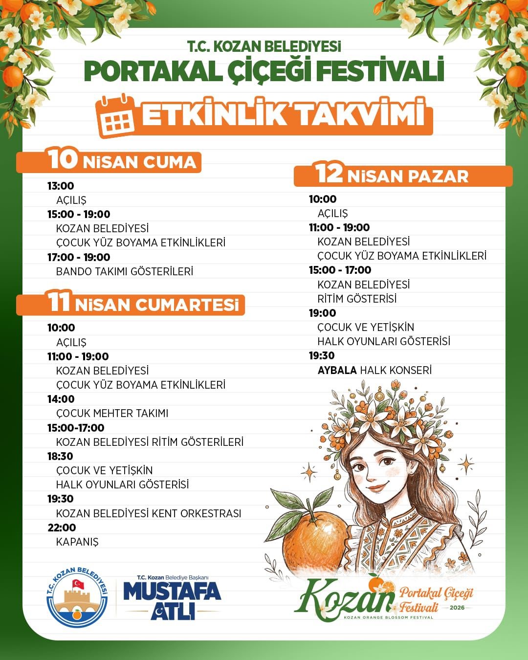 Kozan Portakal Çiçeği Festivali’nin hazırlıkları tamamlandı
