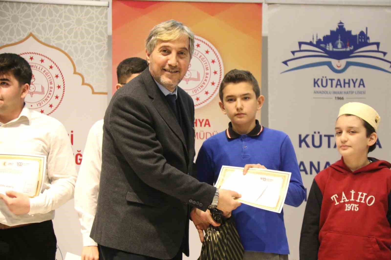 Kütahya’da din öğretimi yarışmaları il finali ödül töreni düzenlendi
