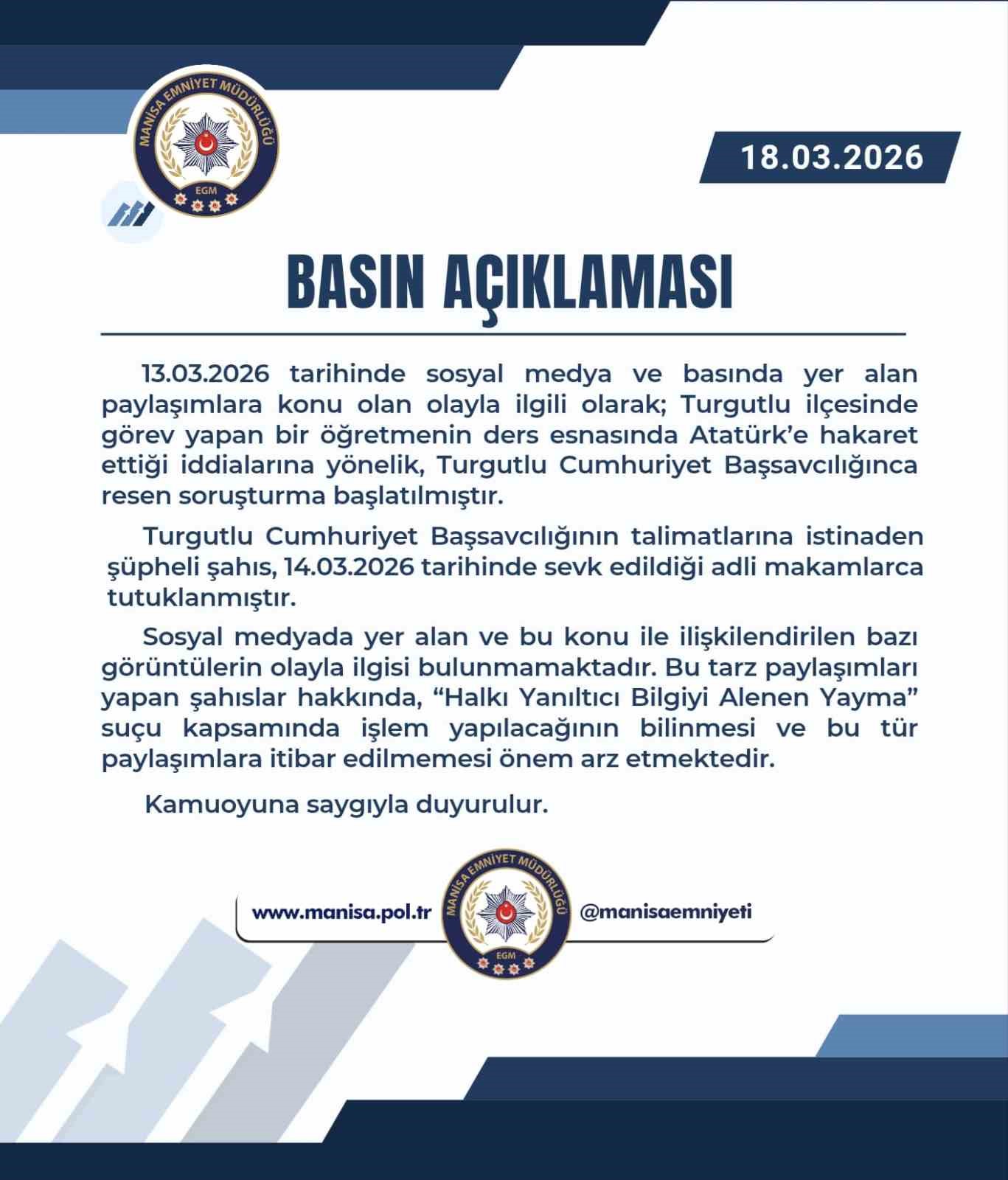 Manisa Emniyeti’nden o fotoğrafla ilgili ‘dezenformasyon’ uyarısı
