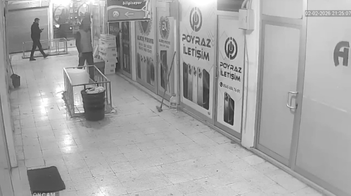 Mardin’de iş yerinden elektrikli süpürge hırsızlığı kamerada
