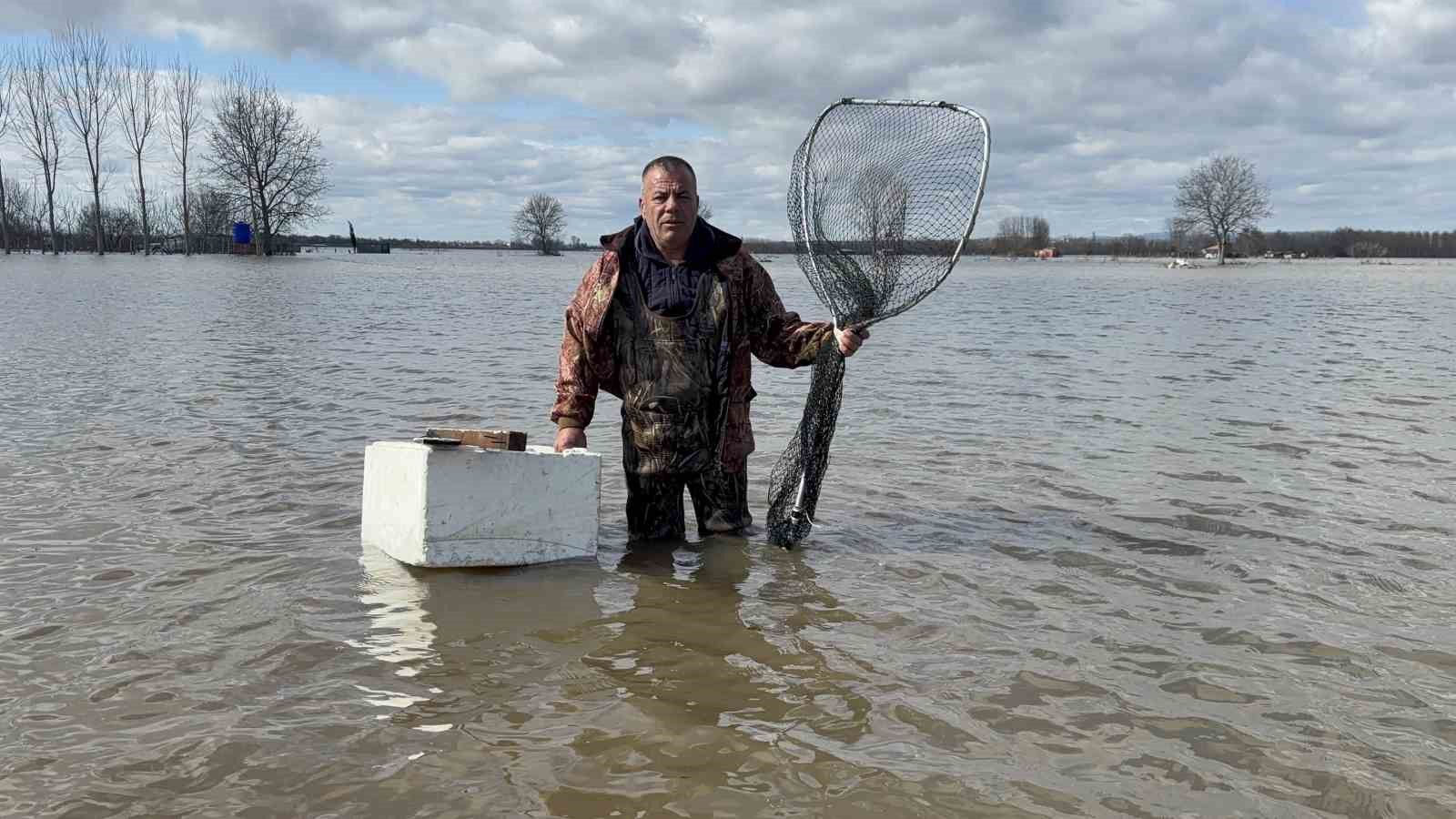 Meriç’in taşması sonrası tarlada sazan yakaladılar
