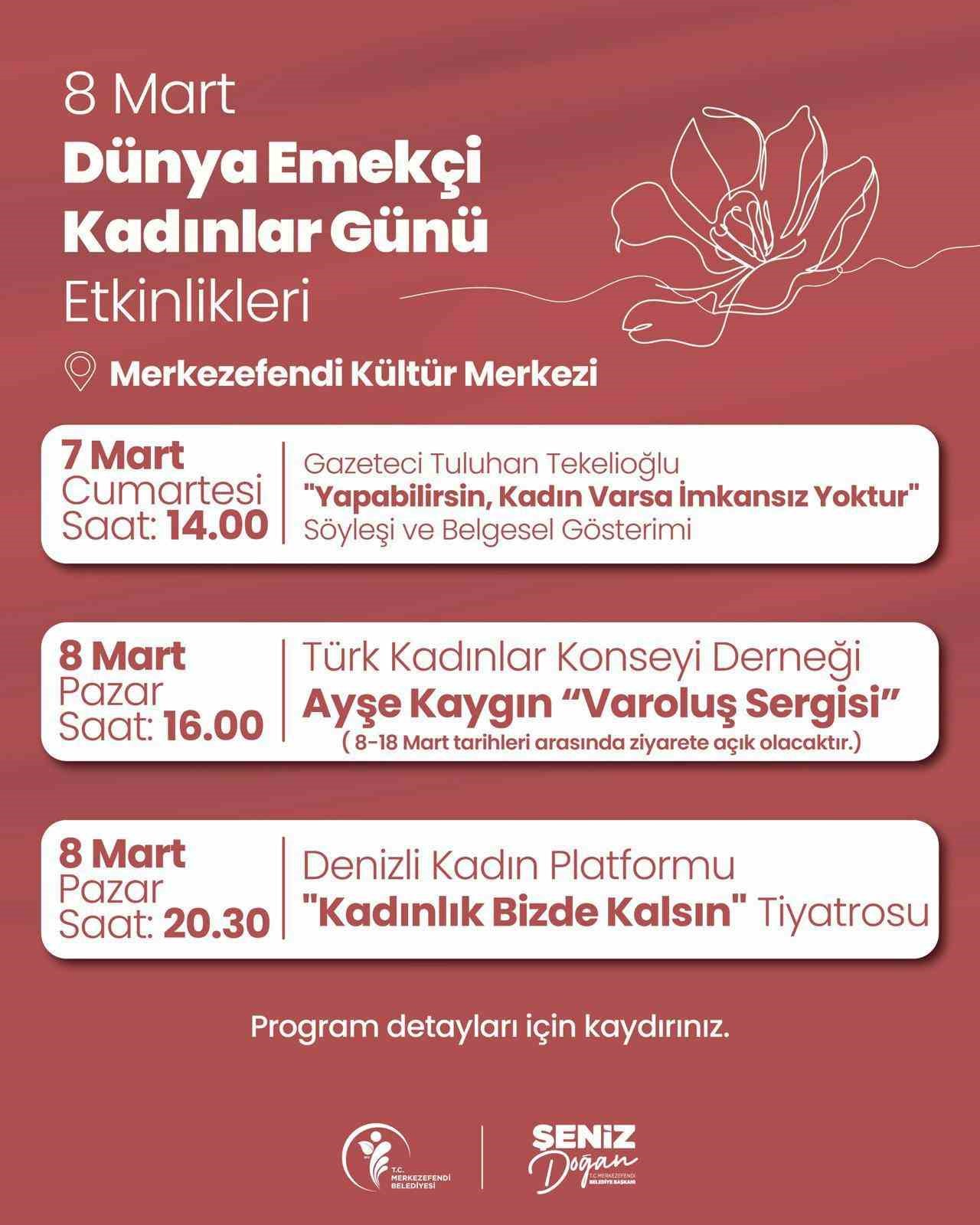 Merkezefendi’de 8 Mart dolu dolu geçecek
