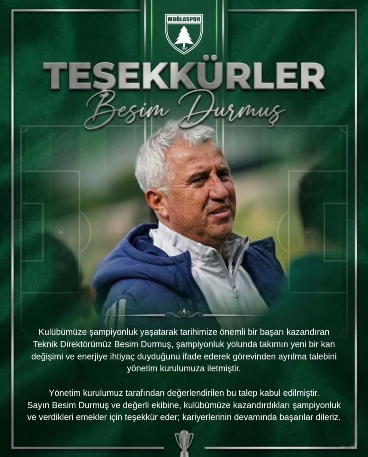 Muğlaspor’da Besim Durmuş dönemi sona erdi
Muğlaspor’da Besim Durmuş dönemi sona erdi