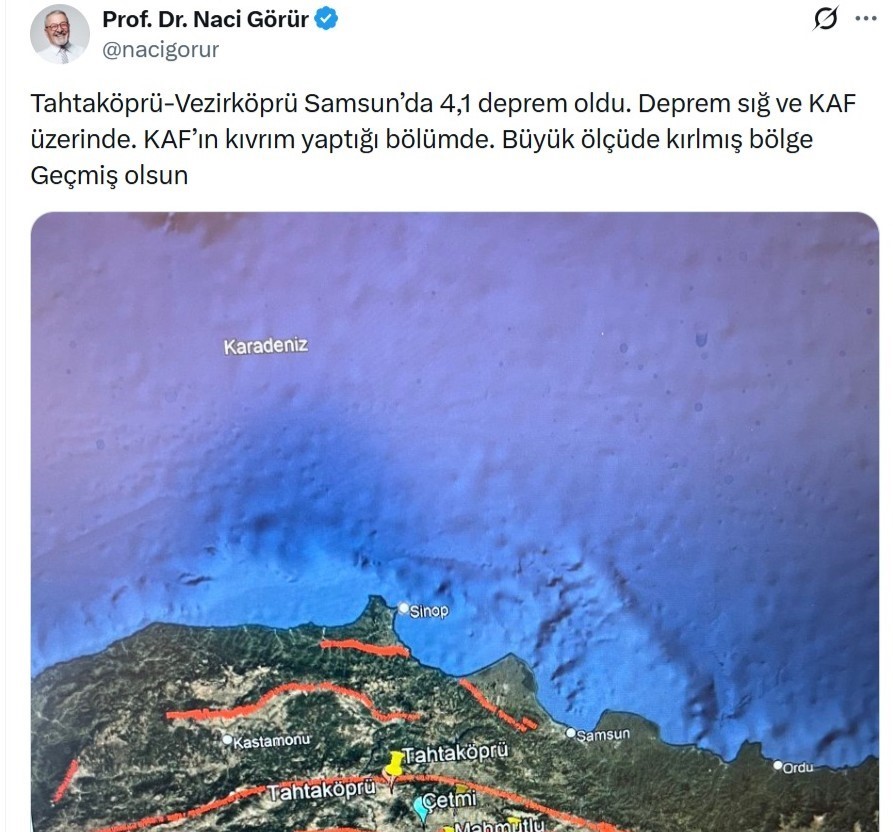 Naci Görür’den "Vezirköprü depremi" değerlendirmesi
