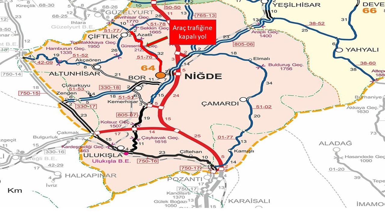 Niğde’de yoğun kar yağışı nedeniyle iki yol trafiğe kapatıldı
