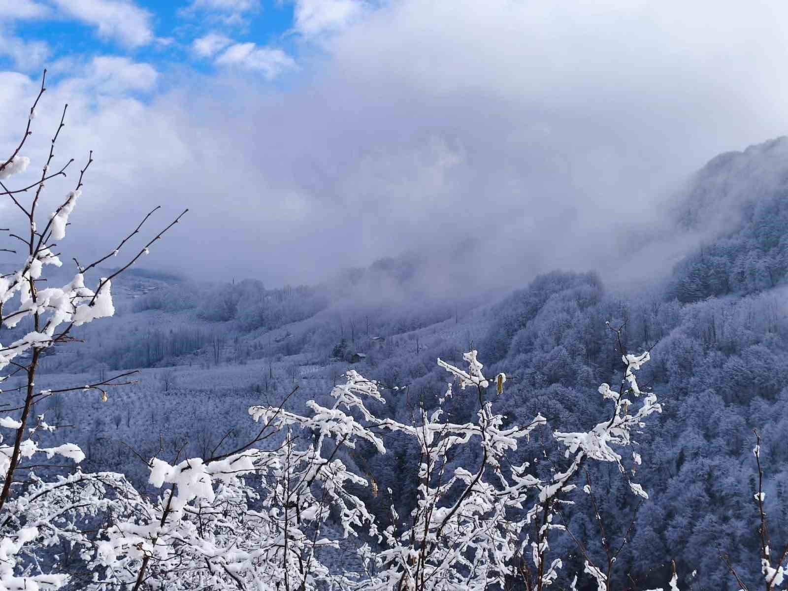 Ordu’nun yüksek kesimlerinde kar manzarası
