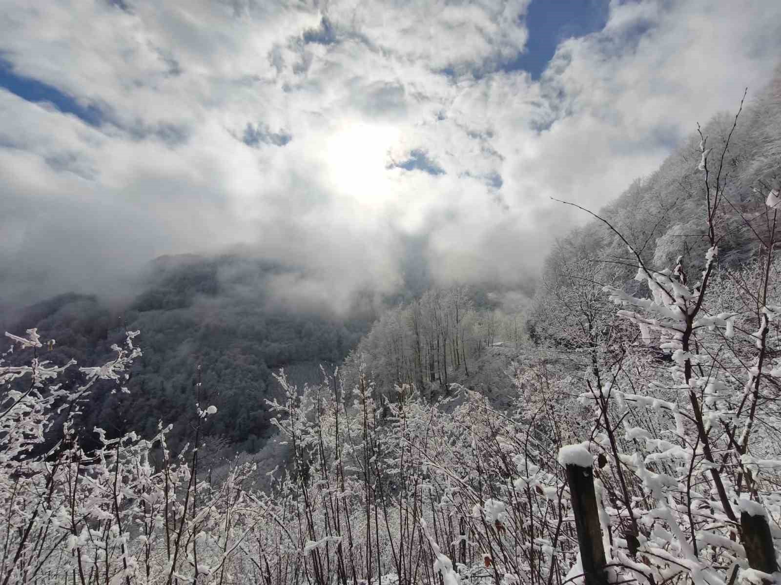 Ordu’nun yüksek kesimlerinde kar manzarası
