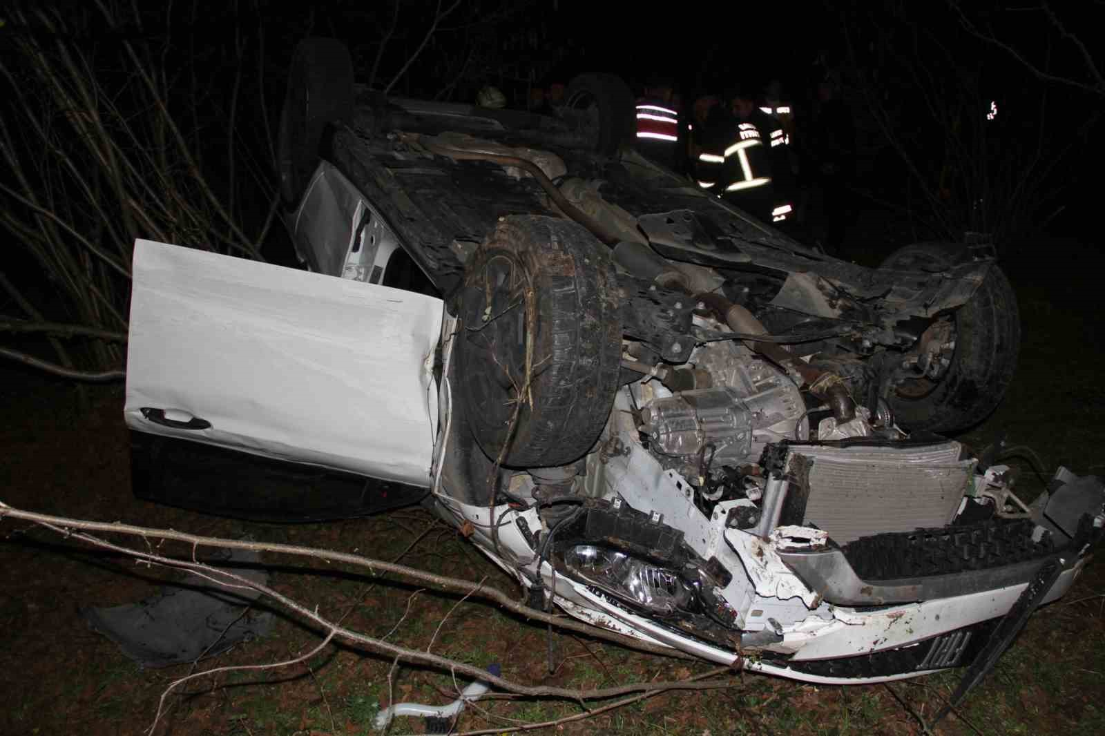 Otomobil fındık bahçesine uçtu: 2 yaralı
