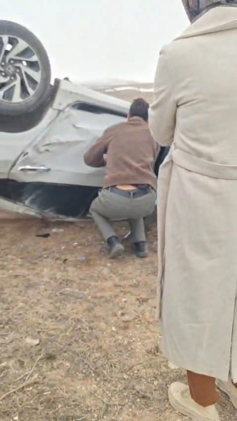 Otomobil takla attı, sürücü kazadan yara almadan kurtuldu
