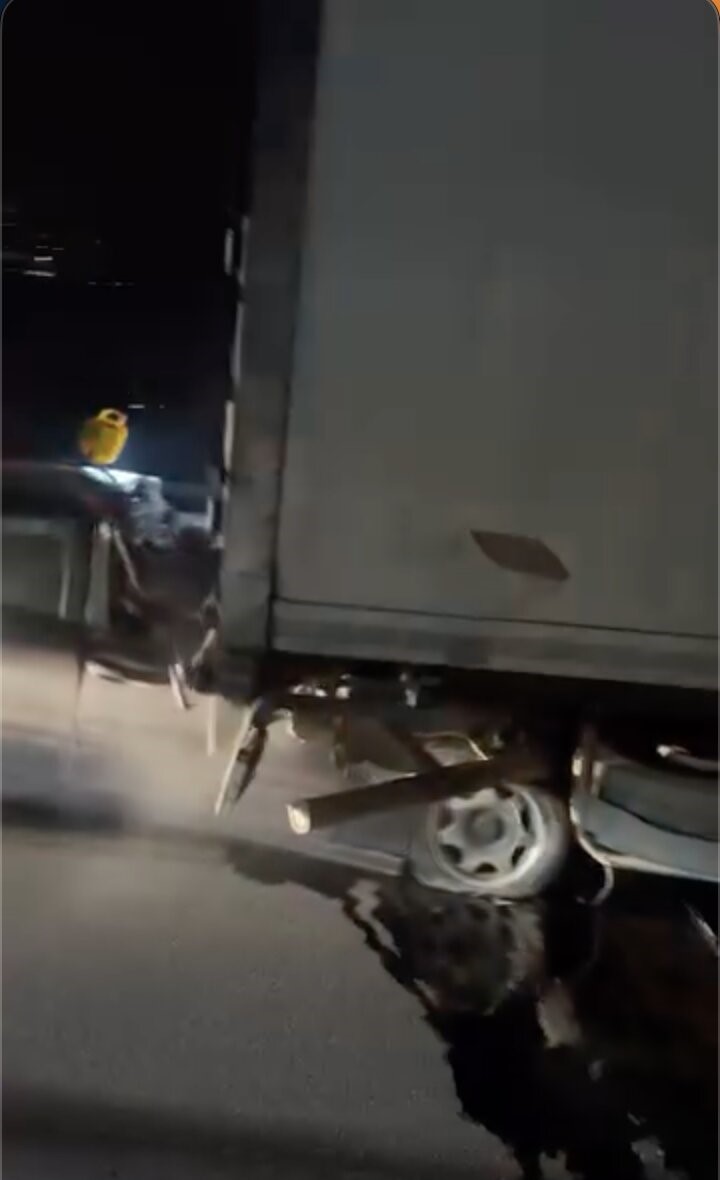 Otoyolda kontrolden çıkan otomobil, tıra arkadan çarptı: 1 yaralı
