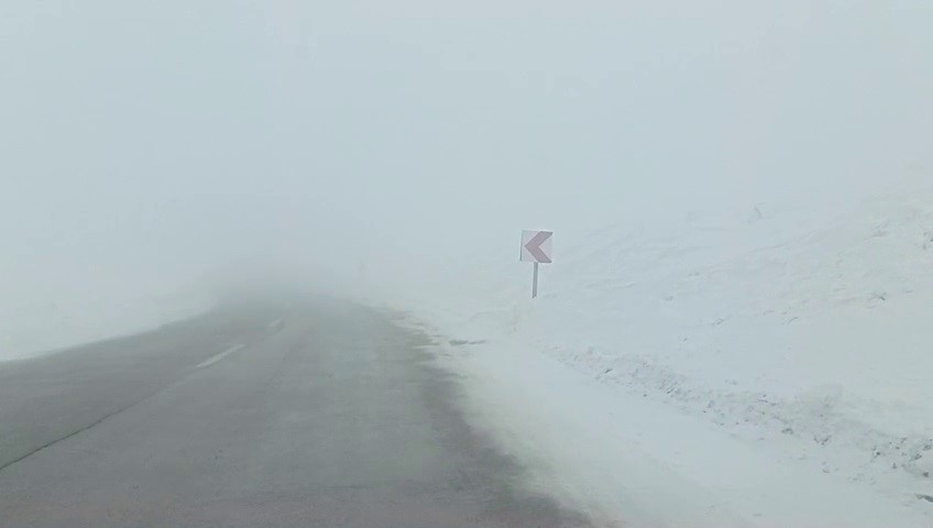 Palandöken geçidinde sis sürücülere zor anlar yaşatıyor

