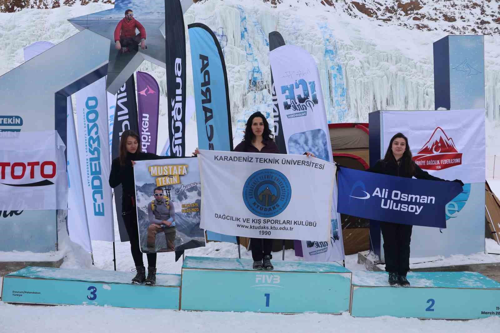 Palandöken Kayak Merkezi’nde Türkiye Buz Tırmanışı Şampiyonası gerçekleştirildi
