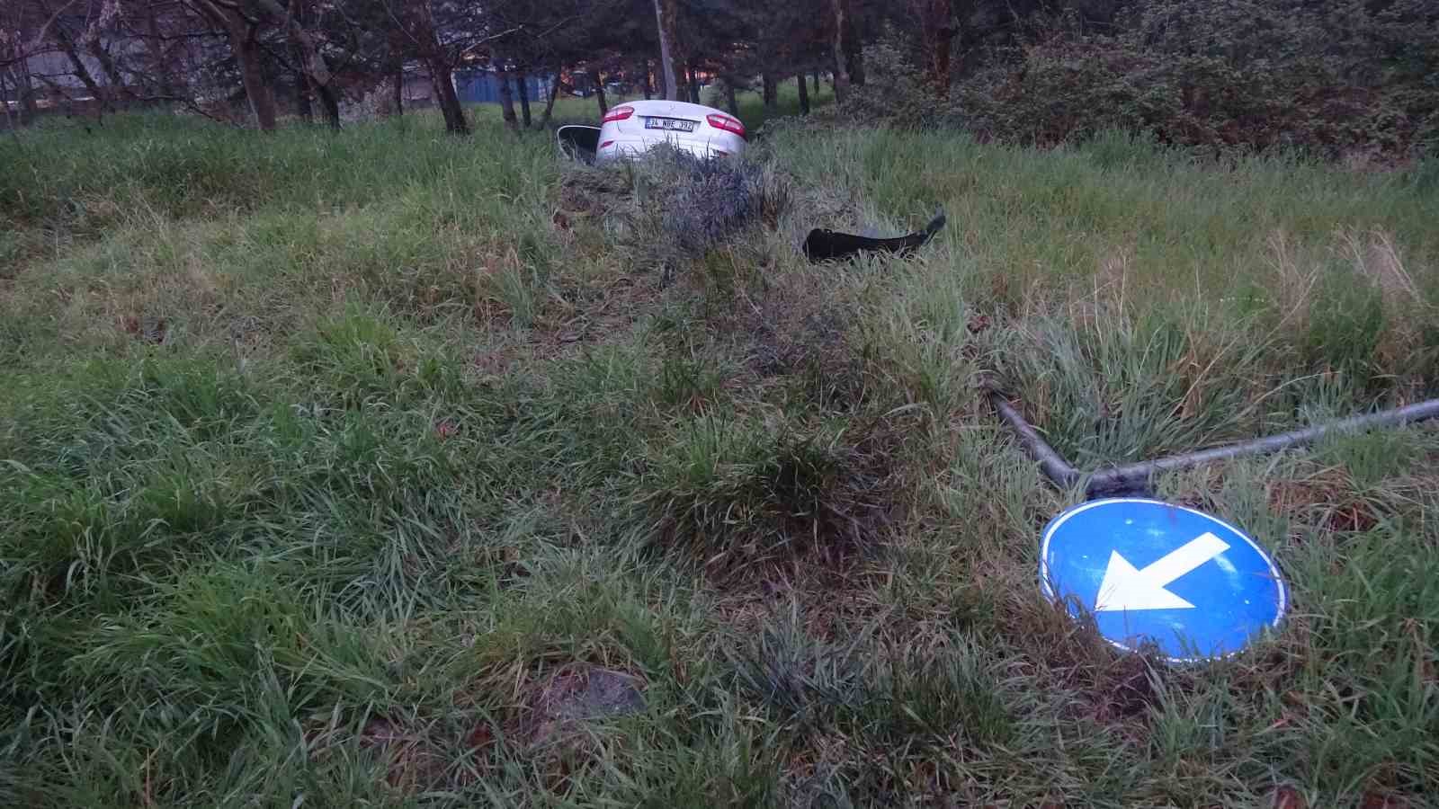 Pendik’te virajı alamayan sürücü ağaca çarptı
