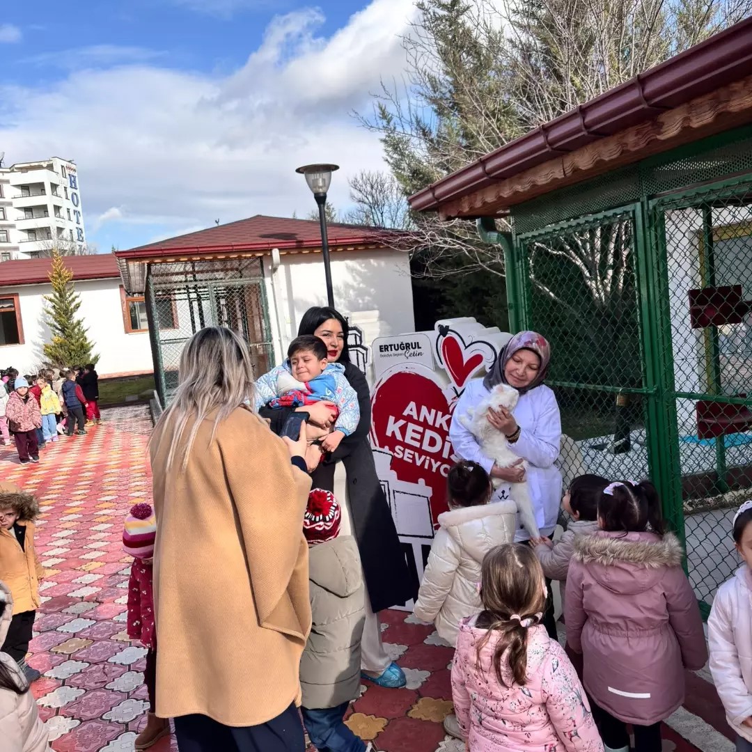 Pursaklar’da öğrencilerden kedi evine ziyaret
