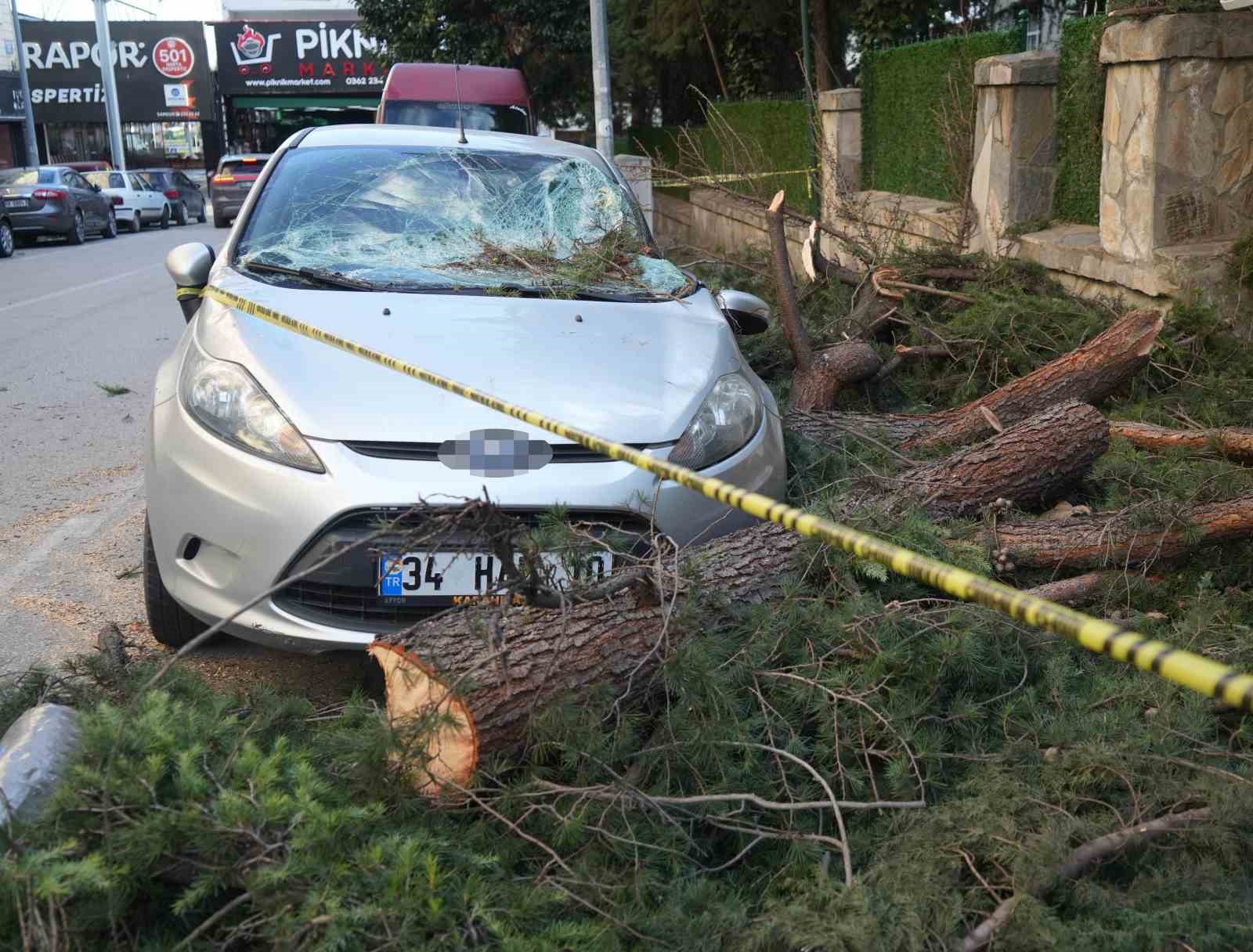 Samsun’da fırtına park halindeki otomobile zarar verdi, çatıları uçurdu
