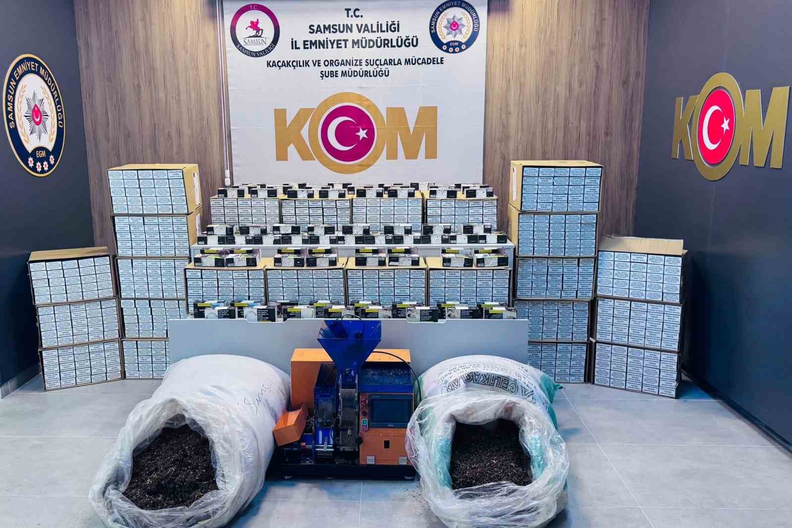Samsun’da kaçak sigara ve tütün operasyonu: 280 bin adet makaron, 40 bin adet sigara ele geçirildi
