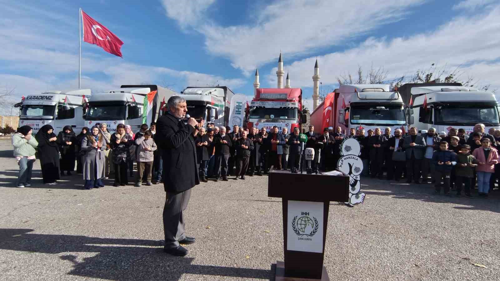 Şanlıurfa’dan Gazze’ye 6 tır insani yardım malzemesi gönderildi
