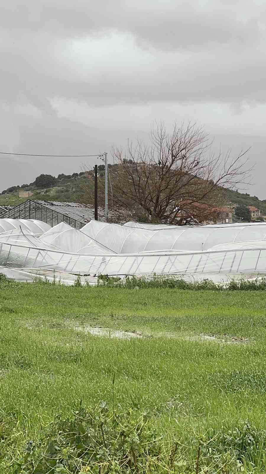 Seydikemer’de hortum, fırtına ve dolu seraları vurdu
