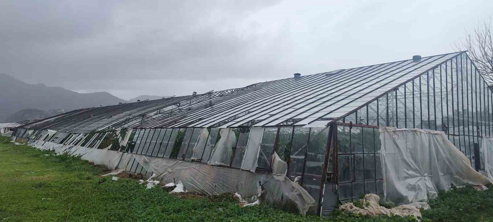 Seydikemer’de hortumun vurduğu seralarda hasar tespit çalışmaları başladı
