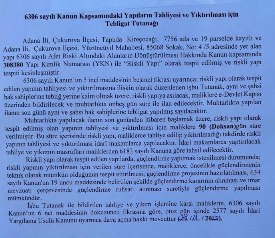Seyhan Belediye Başkan Yardımcısı hakkında kaçak inşaat ve izinsiz tadilat başlattı iddiası
Seyhan Belediye Başkan Yardımcısı hakkında kaçak inşaat ve izinsiz tadilat başlattı iddiası