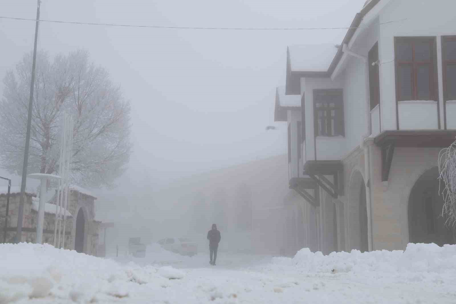 Sis ve kar altındaki Harput, en sessiz günlerini yaşıyor
