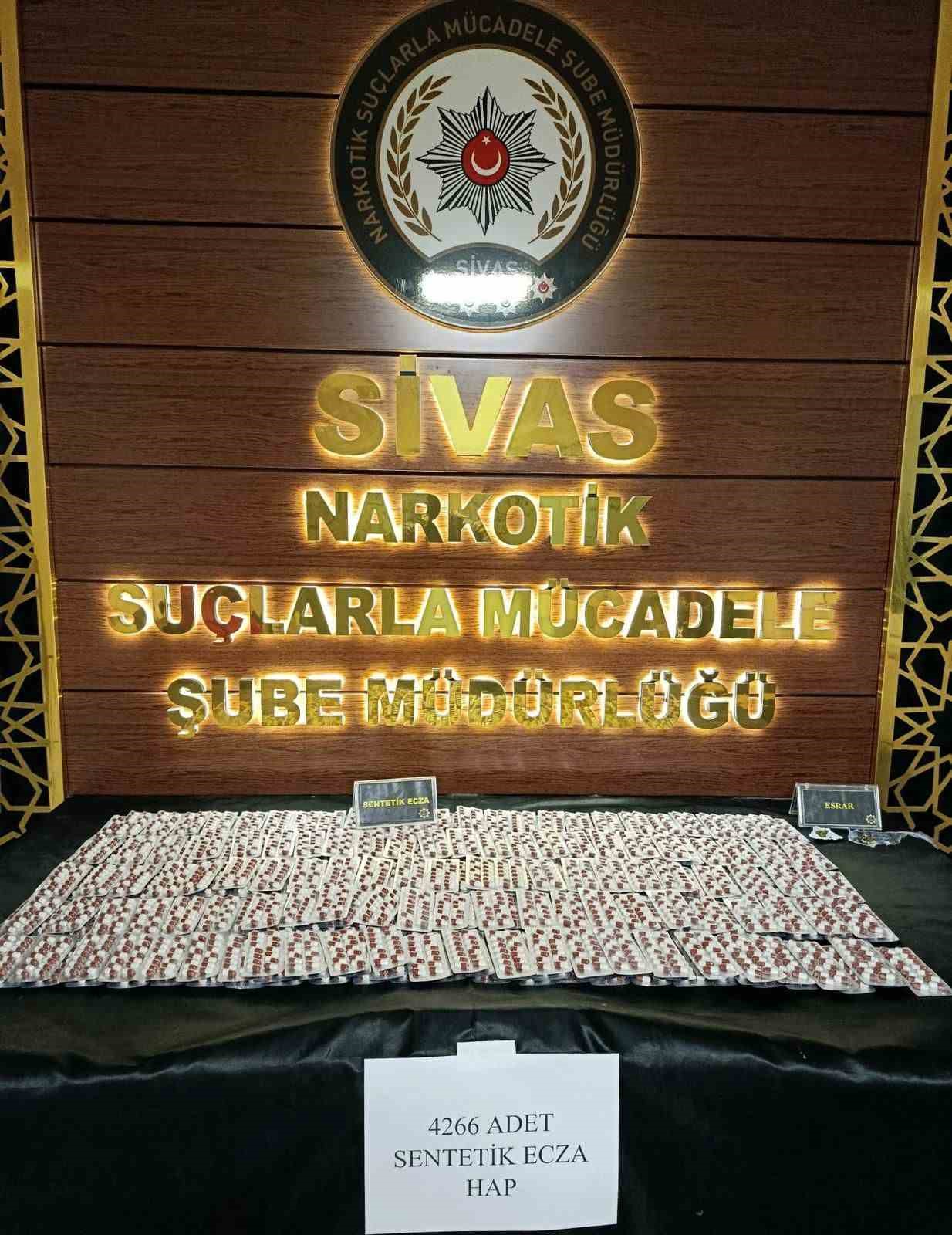 Sivas’ta binlerce uyuşturucu hap ele geçirildi, 2 şüpheli tutuklandı
