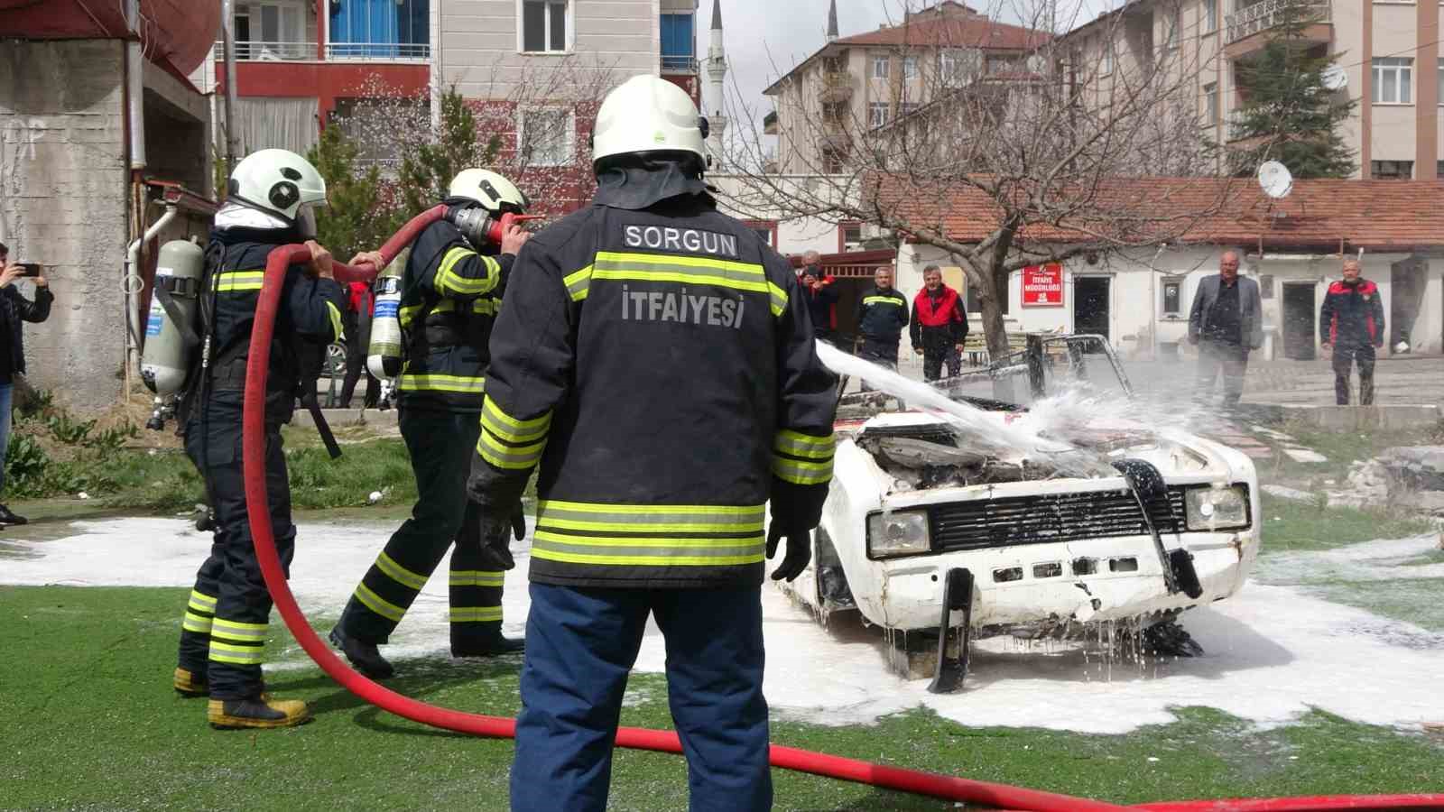 Sorgun itfaiyesi yangın tatbikatında tam not aldı
