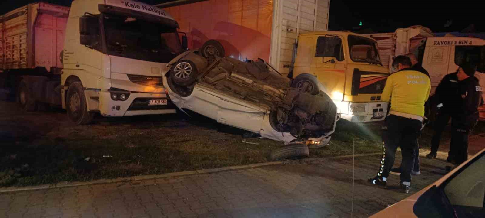 Takla atan otomobilden sağ çıktı
