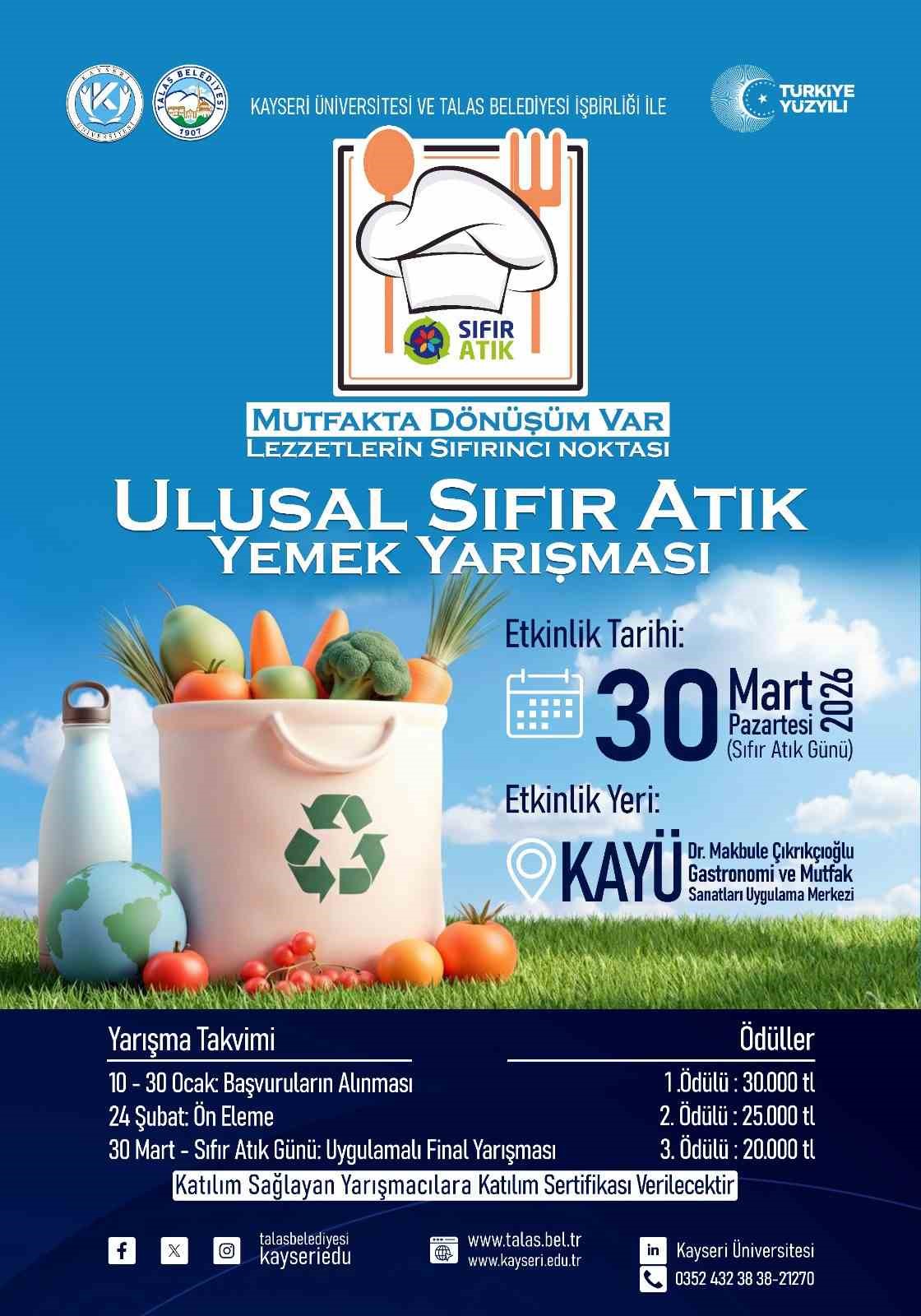 Talas Belediyesi’nden üniversitelilere sıfır atık yarışması
Talas Belediyesi’nden üniversitelilere sıfır atık yarışması