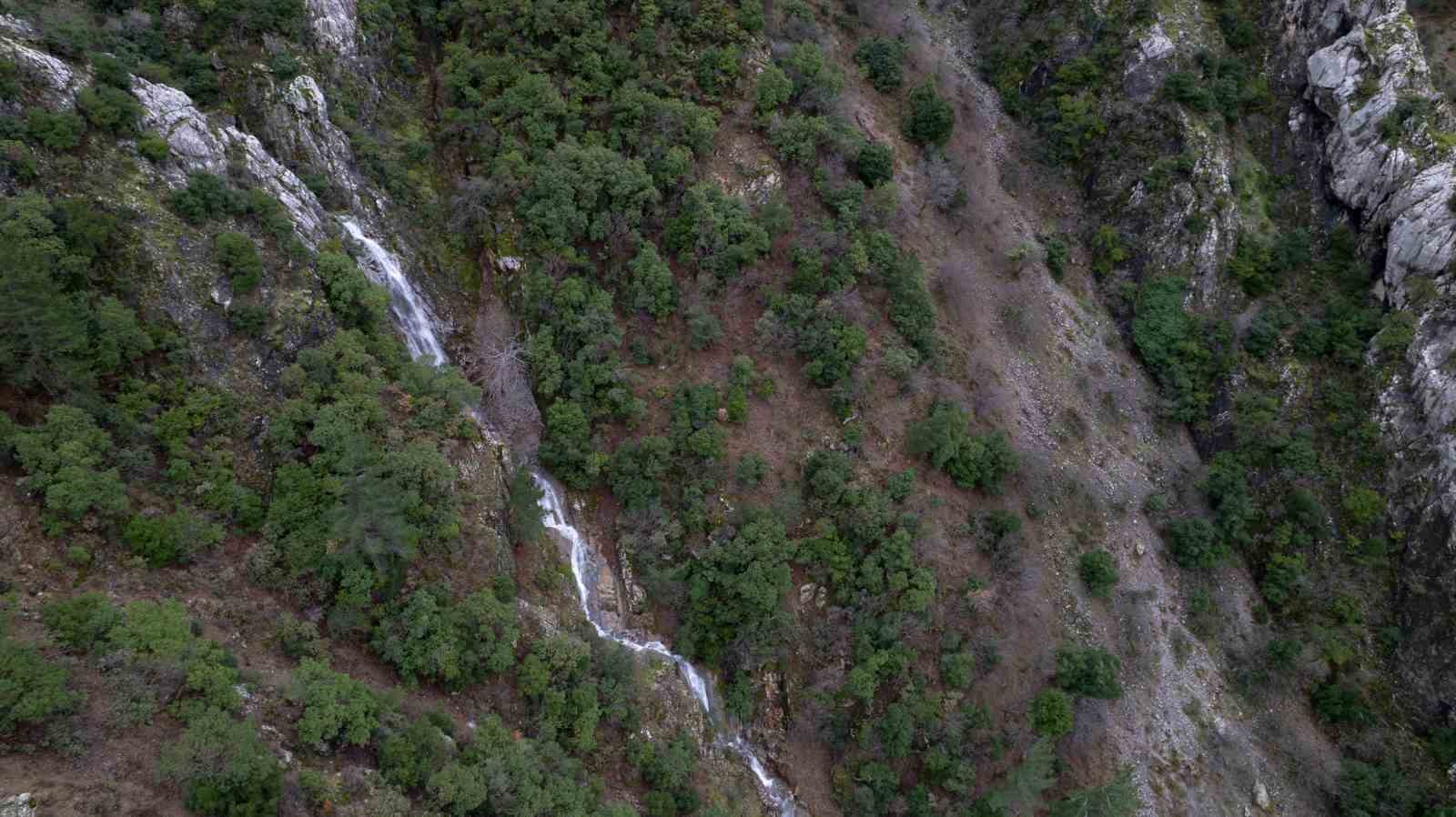 Taşkınlara neden olan yağmurlar kuruyan şelaleyi canlandırdı

