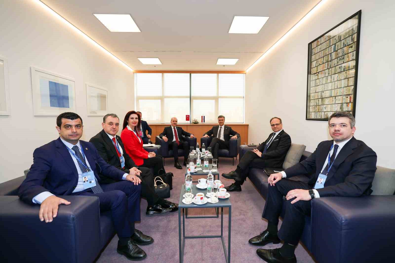 TBMM Başkanı Kurtulmuş, Hırvatistan Başbakanı Plenkovic ile görüştü
