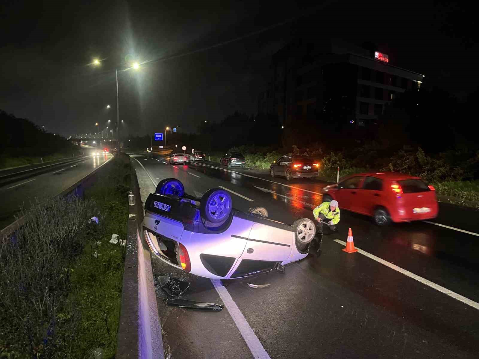 Tekirdağ’da otomobil takla attı, sürücü alkollü çıktı
