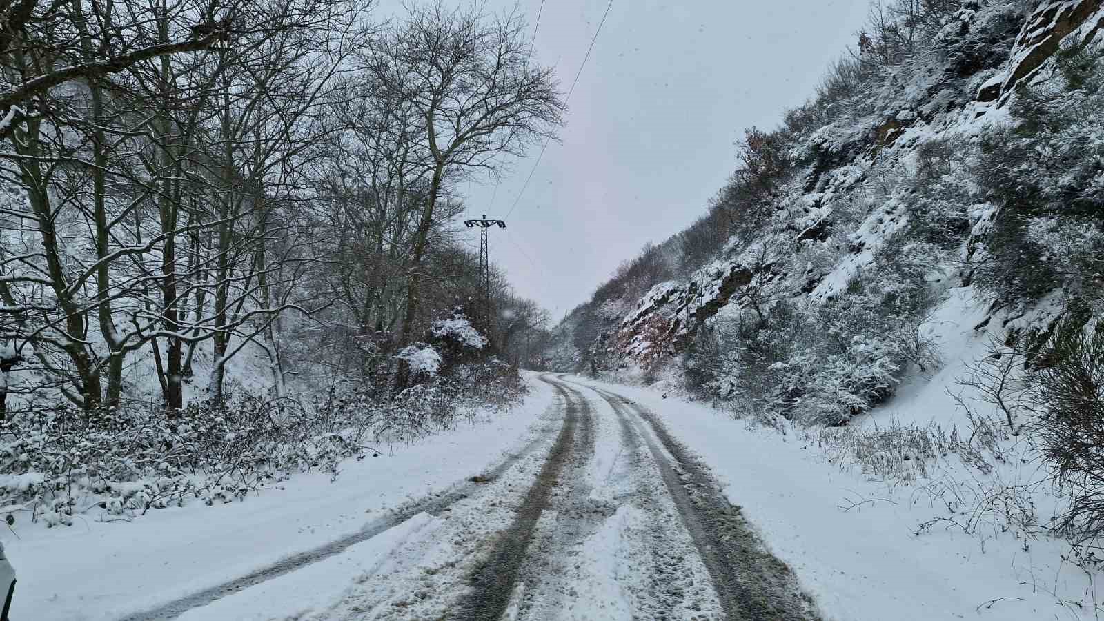 Tekirdağ’ın yüksek kesimleri yağan karla beyaza büründü
