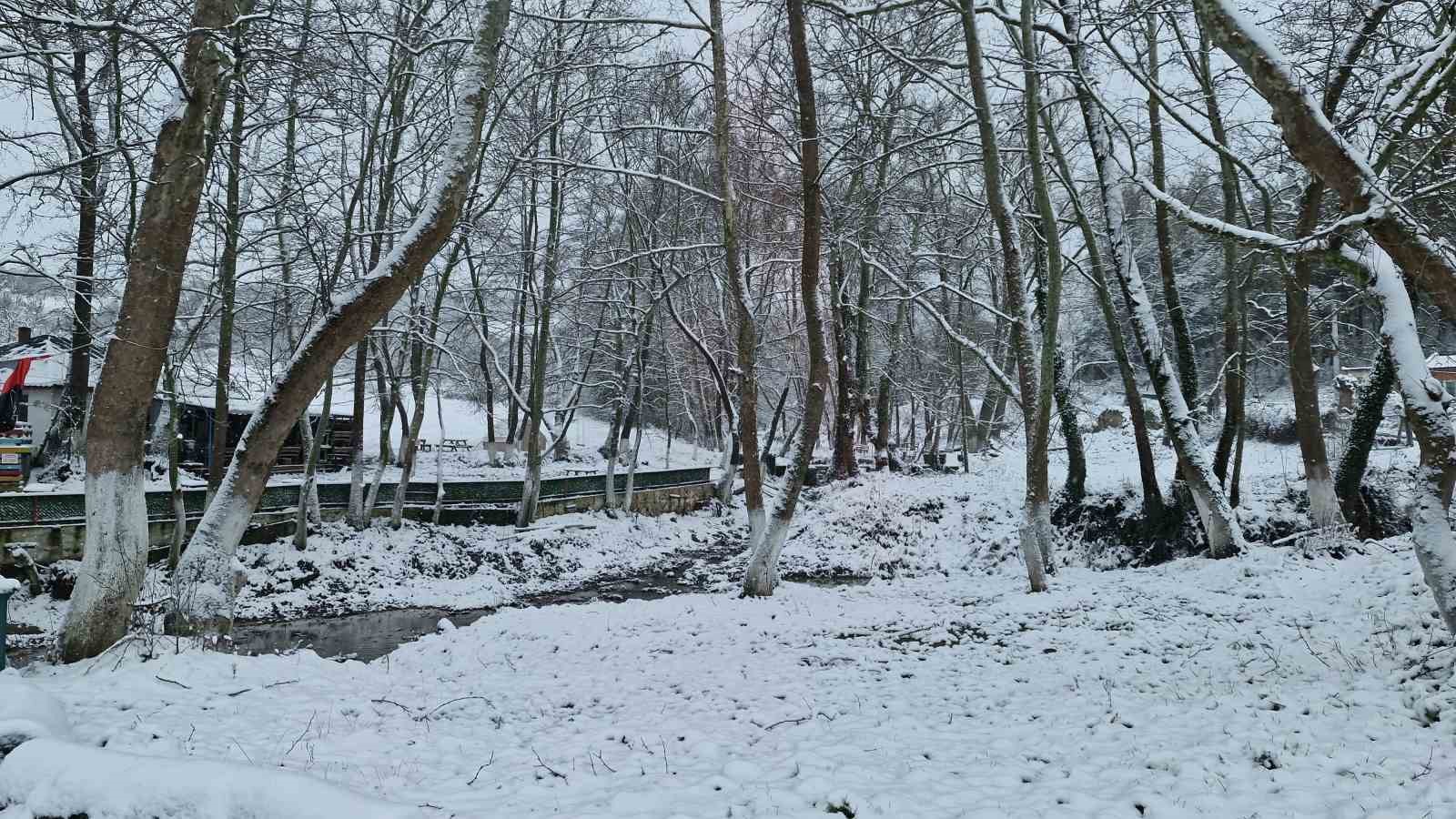 Tekirdağ’ın yüksek kesimleri yağan karla beyaza büründü

