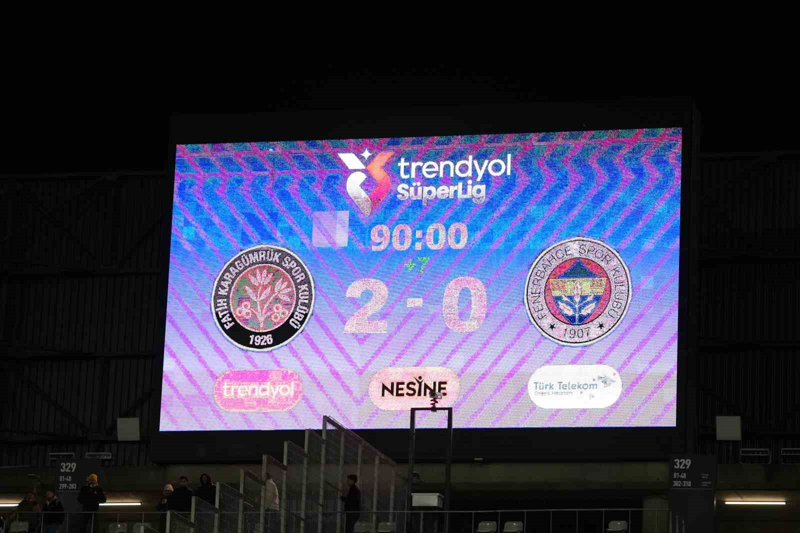 Trendyol Süper Lig: Fatih Karagümrük: 2 - Fenerbahçe: 0 (Maç sonucu)
