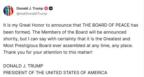 Trump: "Gazze Barış Kurulu oluşturuldu, barış planında sonraki aşamaya geçildi"
