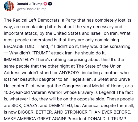 Trump’tan Demokratlara İran tepkisi: "Ne yaparsam yapayım karşısında olacaklar"
